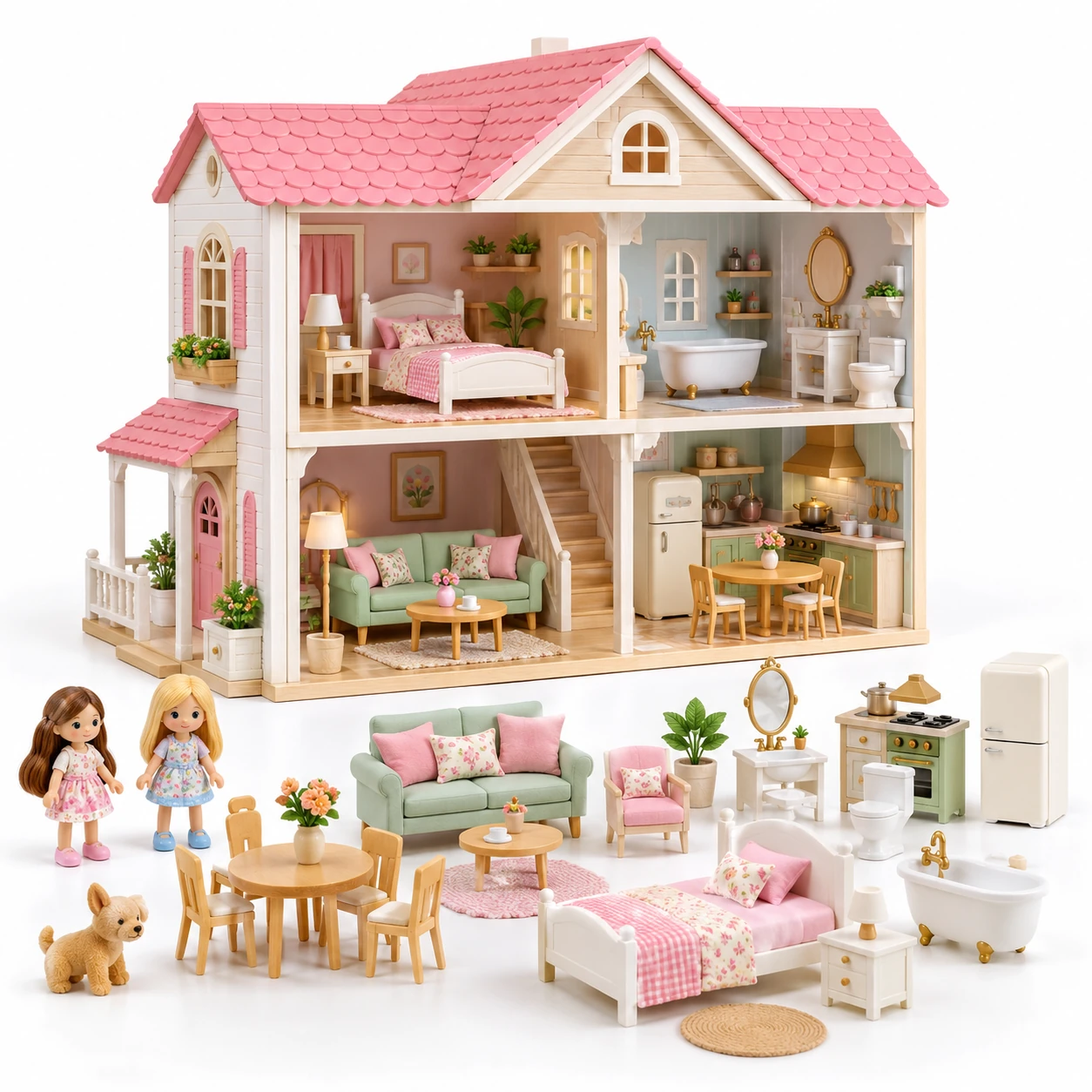 Modern Family Dollhouse Set